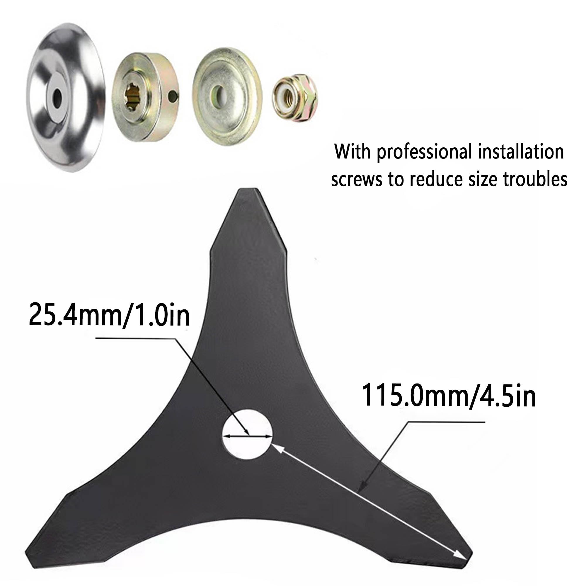 2+1 pcs Lame Débroussailleuse 3 Dents Lame Débroussailleuse Kit Ecrou Tete Debroussailleuse Lame Débroussailleuse Universel,Diamètre du Trou 25.4 mm,pour Pelouses,Jardins (#1)