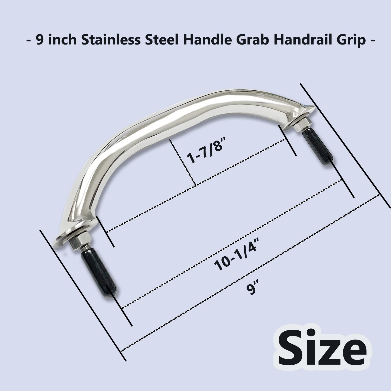 NovelBee 2 Maniglie Per Barca In Acciaio Inox - Corrimano Ovale Lucido Da 44,5 Cm Con Viti - Maniglia Per Porta Marina Per Yacht, Camper, Piscina E Doccia - 6
