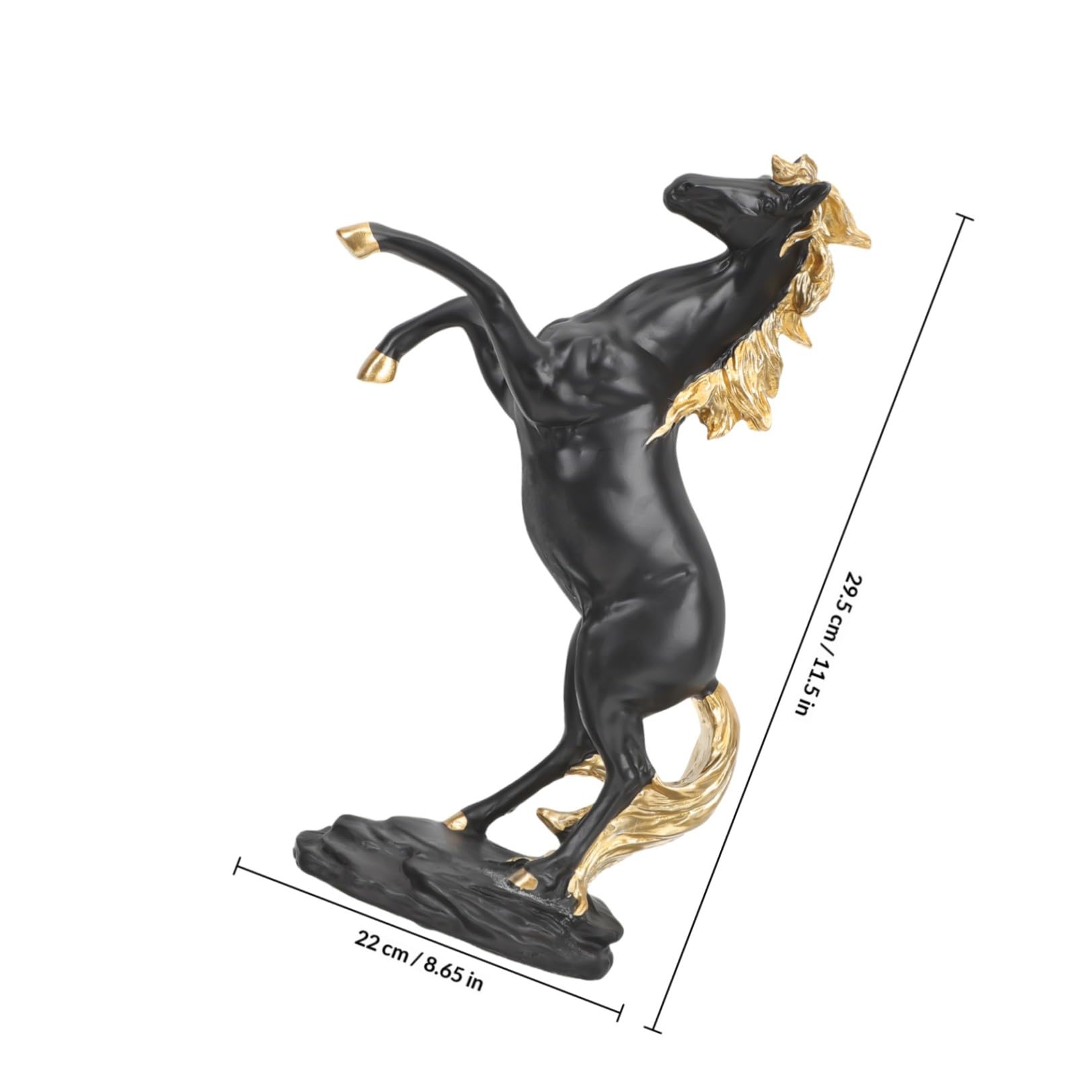 Statua Decorativa e Facile da Pulire Base Piatta Decorazione Realistica di Scultura Equestre in Resina Nera per Tavolo e Paesaggio, per Soggiorno e Ufficio