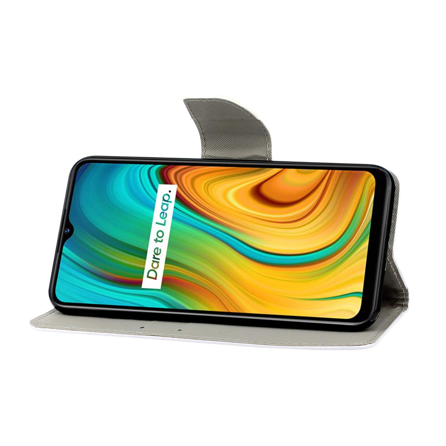 Compatibile con Oppo Realme C3 Cover Custodia a Portafoglio Funzione Staffa(Blu scuro
