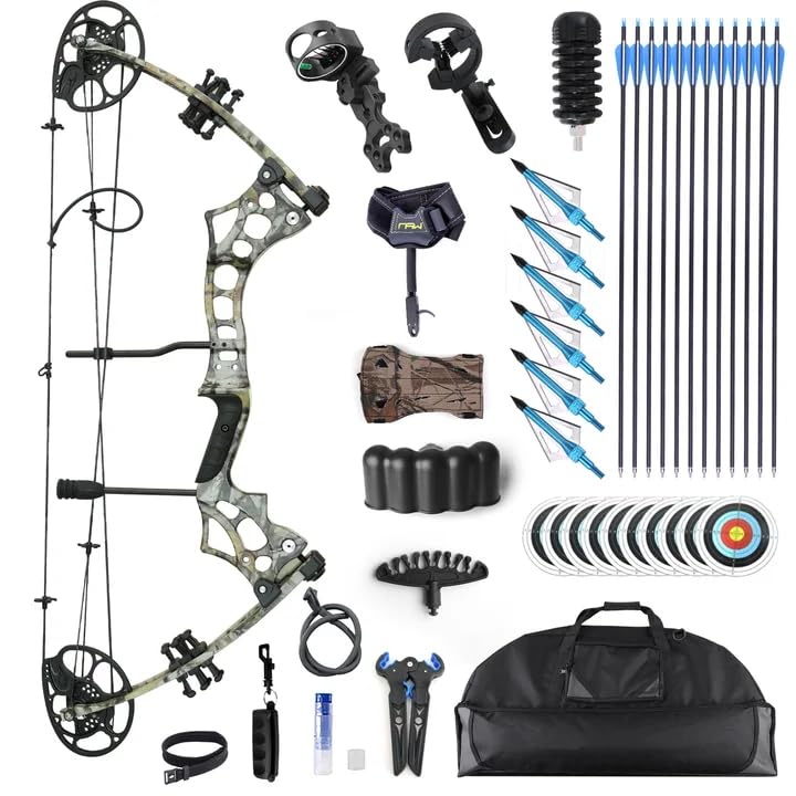 Compound Bow and Arrow Set for Adults Archery Shooting Bow Adjustable 30-65lbs Composite Bow Combination 19.5'-30' Draw Length Hunting Equipment