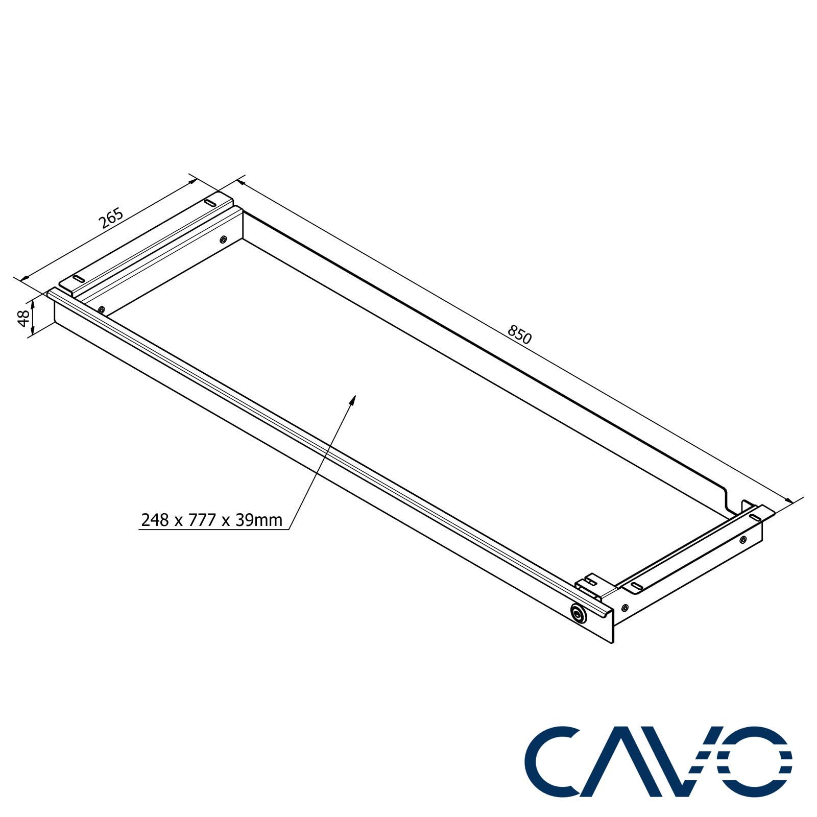 CAVO Cassetto portadocumenti in acciaio 850 mm nero chiudibile a chiave con ingresso cavi Cassetto sottopiano per scrivanie