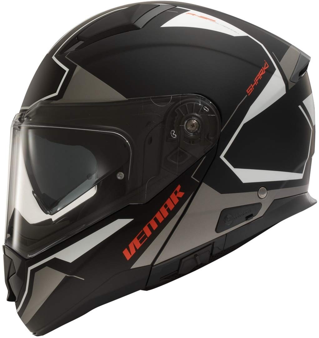 Vemar Matt Black-Silver 2019 Sharki Cutter Motorcycle Helmet