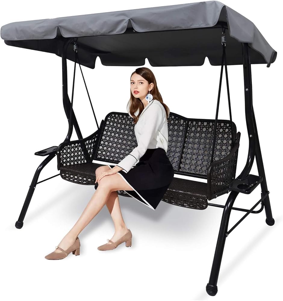 Swing Chair Canopy Replacement, 3 Seater Garden Swing Seat Canopy Cover, Waterproof Windproof Anti-UV Heavy Duty Rip Proof Garden Hammock Top Cover, Furniture Outdoors(Size:190 * 132 * 15cm)