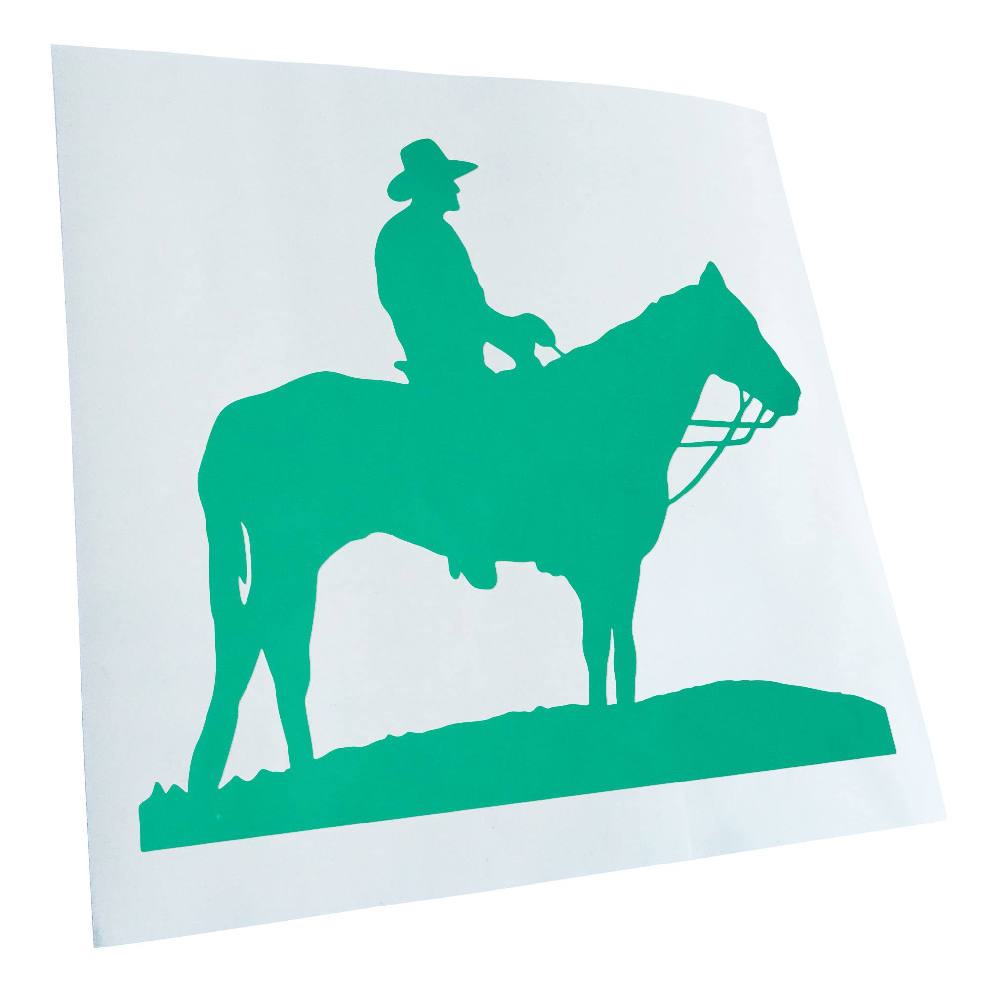 Kiwistar - Car Sticker - Turquoise - 30 x 27 cm Cowboy with Horse Quilted Sticker for Car, Laptop, Bicycle, Truck, Motorcycle, Multicoloured JDM Decal Racing
