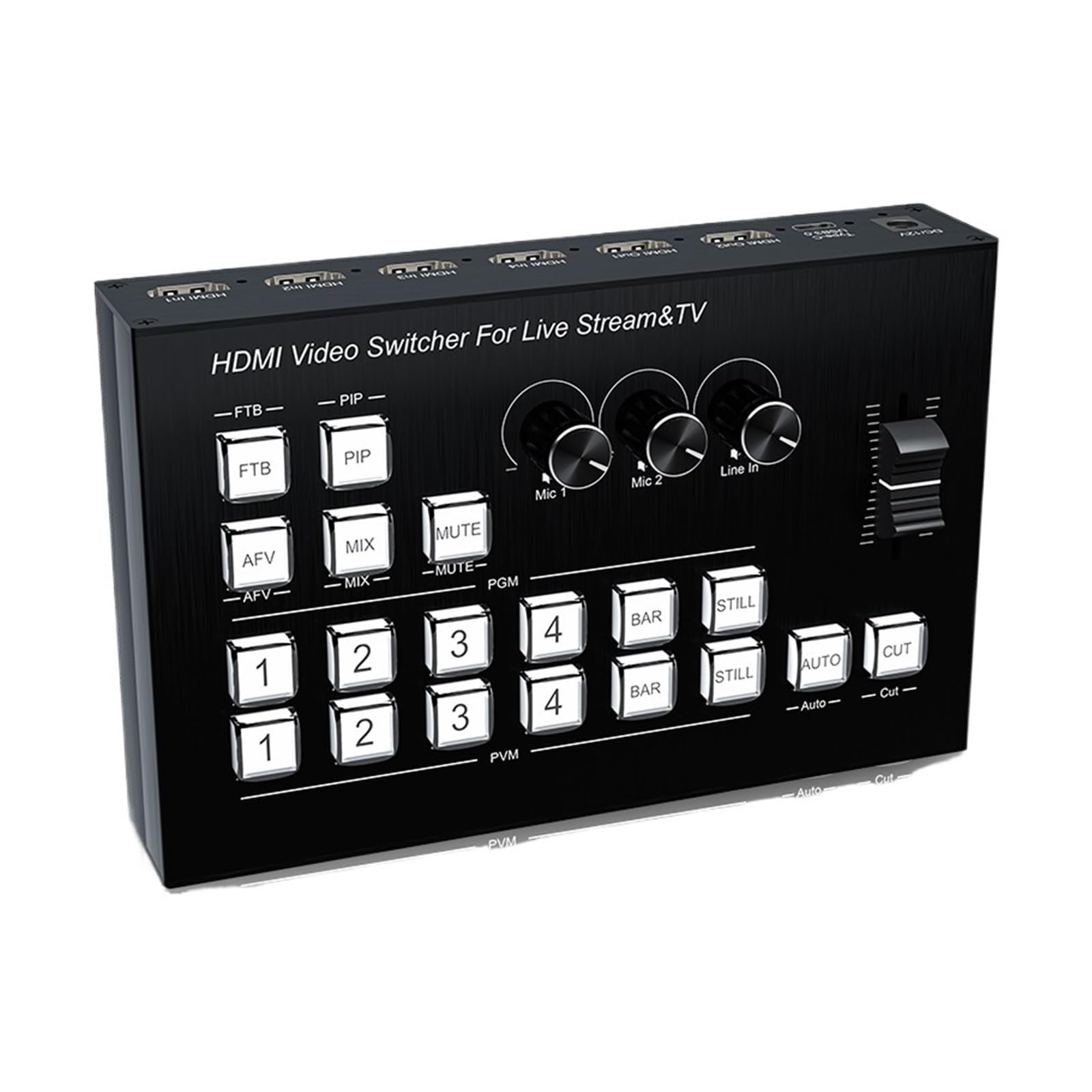 - Switcher video 4K 4 canali Multi telecamera Streaming Produzione live Mixer video Switcher Stazione di trasmissione Tipo C Registrazione per lo streaming di giochi e la registrazione multi-sorgente