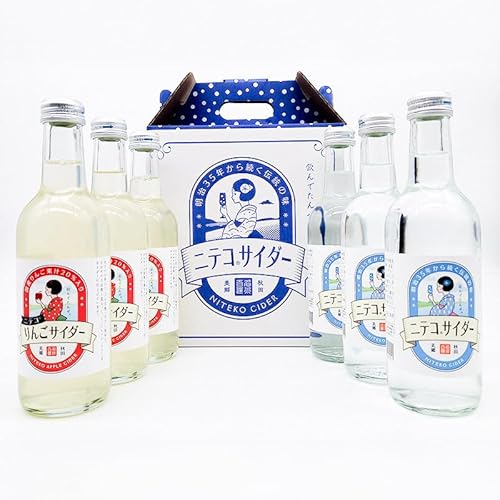 [定期便3ヶ月]ニテコサイダーミックス 300ml×6本セット 2種(ニテコサイダー3本、りんごサイダー3本)あきた美郷づくり