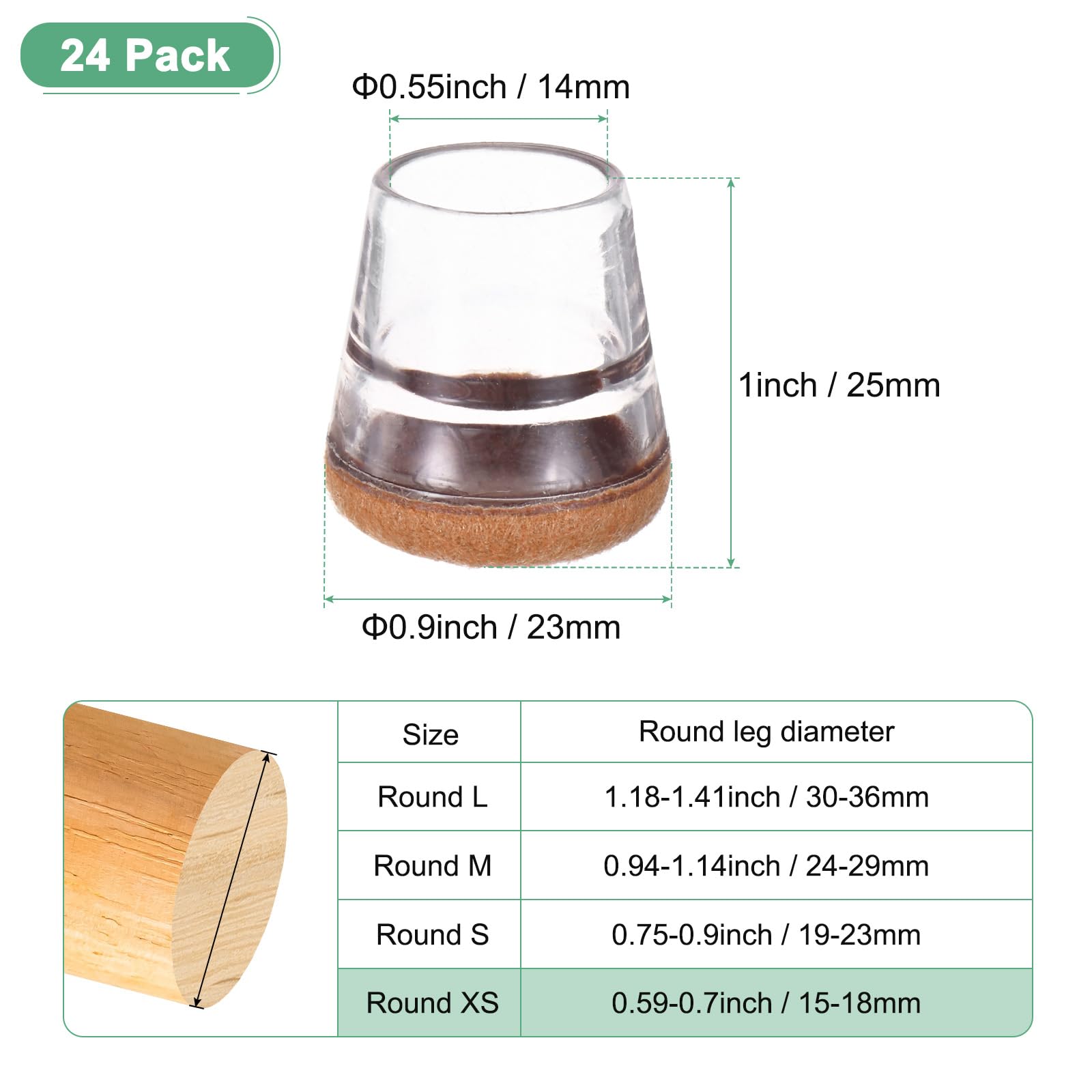 M METERXITY 24-Pack Chair Leg Floor Protectors - Image 3