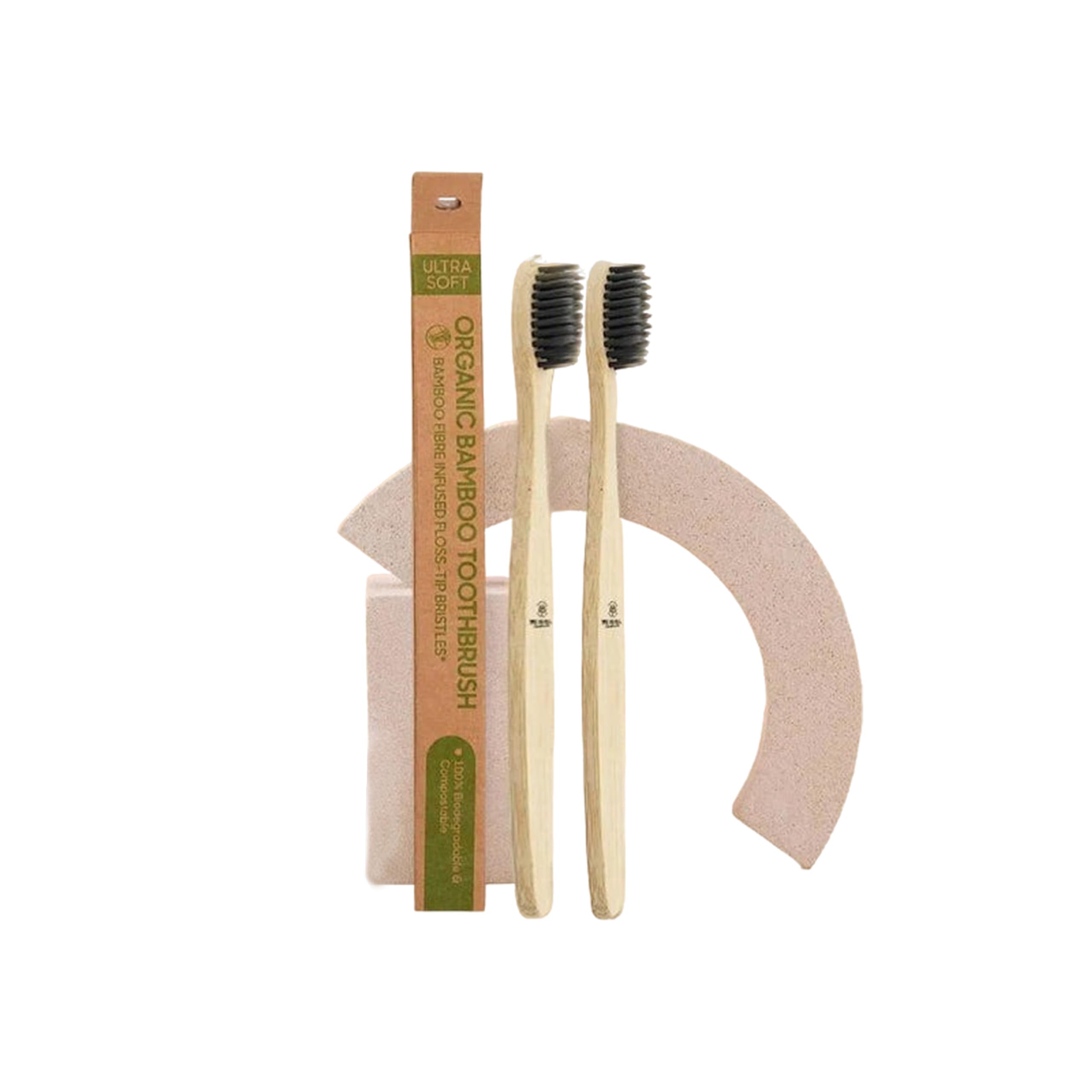 We Herbal Bamboo Toothbrush Combo – Eco-Friendly Bamboo Fiber & Charcoal Bristles for Natural Teeth Cleaning, Sustainable & Soft Bristles, Pack of 2-image-1