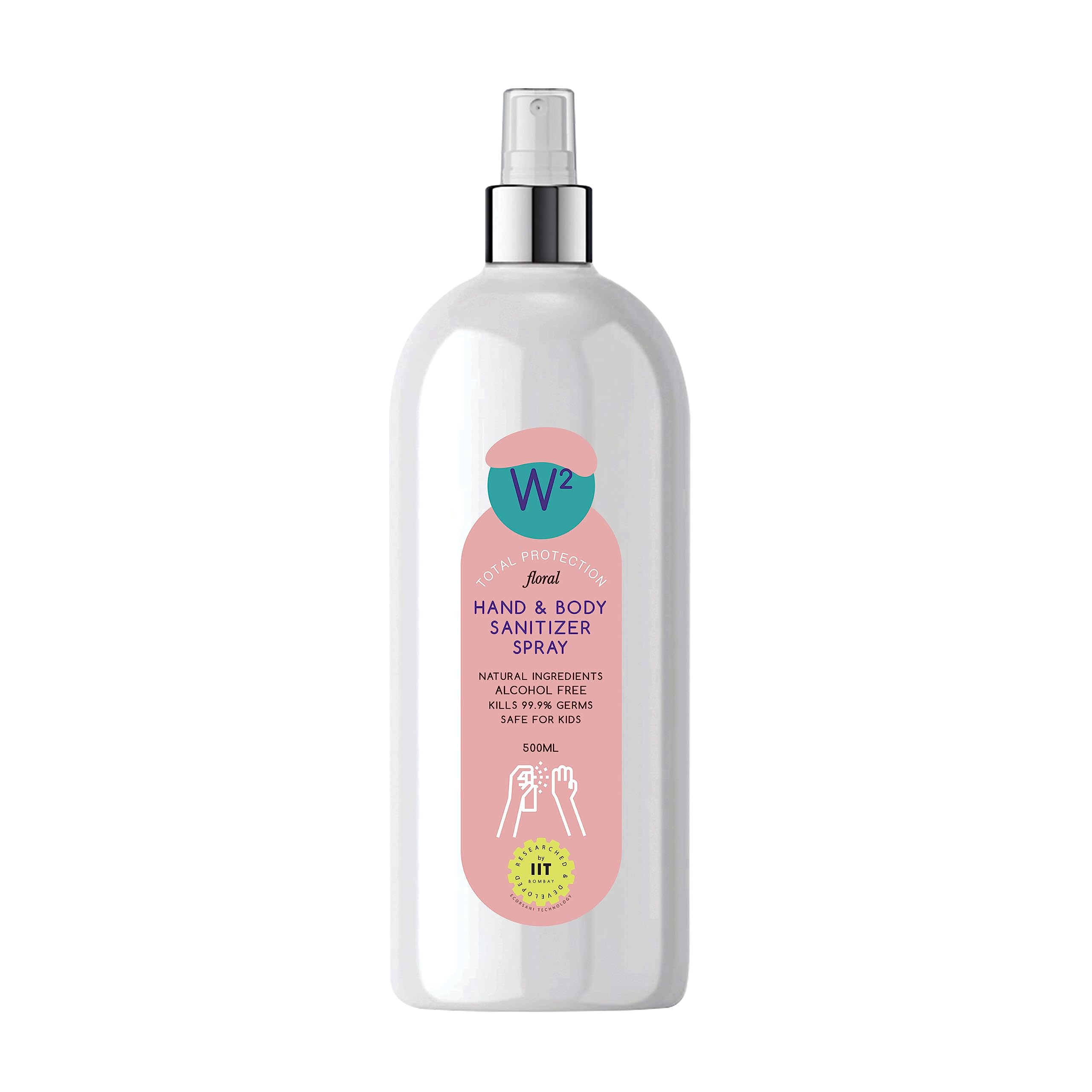W2 Hand & Body Sanitizer Spray, Fights 99.9% Germs, Powered By Ecorsani Technology Iit Bombay, No Alcohol -Non-Inflammable Floral Fragrance - (500Ml) (B0949J9K2F) Amazon Price History, Amazon Price Tracker