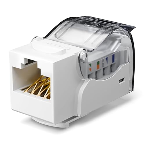 VCE Cat6 Keystone Jack Toolless 25-Pack, Slim Profile RJ45 Ethernet