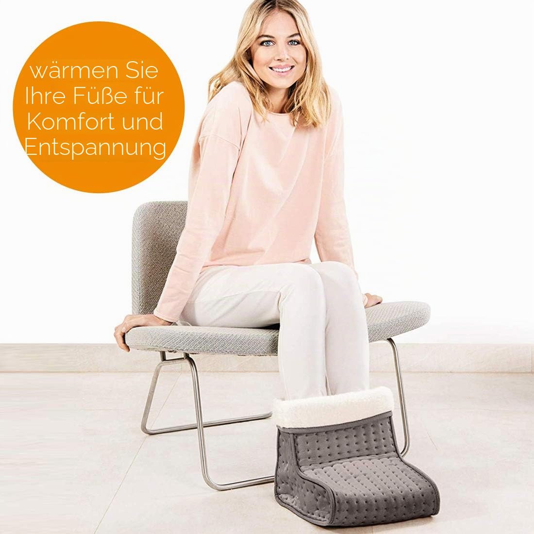 Beurer FW20UK Cosy Fußwärmer - Taupe | Elektrischer Fußwärmer für kalte Füße | 3 Temperaturstufen | Kuscheliges Teddyfleece-Futter | weich und atmungsaktiv | geeignet bis Schuhgröße 47 | waschbares