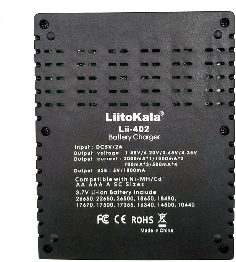 Miniatura 5 de Cargador de batería USB 18650 de 4 bahías con luz LED, cargador de batería universal para 3.8 V 3.7 V IMR 18650 26650 RCR123A 14500 16340 LiFeO4