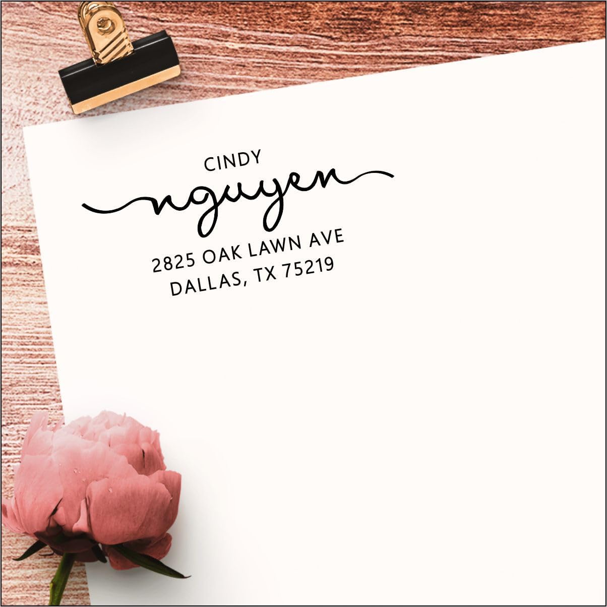 Self Inking Return Address Stamp - Custom 4 Line Personalized Address Stamp for Envelopes, Wedding Invitations, Business, Mailing Labels (Hartwell)