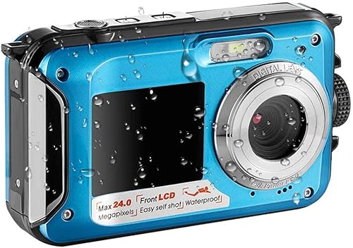 Miniatura 2 de Acuvar Cámara digital Full HD 1080P impermeable de 24MP megapíxeles para grabación de fotos y video bajo el agua para selfies con luz LED flash