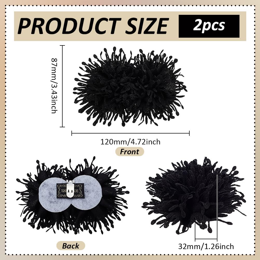 FINGERINSPIRE 2PCS 3D Fabric Flower Shoe Clips Black Polyester Shoe Buckles | Detachable Floral Shoes Buckles Removable Shoe Clip Artificial Flower Charms Decorations for High Heels Shoes Flats Pumps