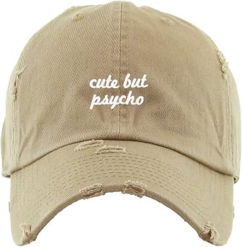 Cute But Psycho Vintage Baseball Cap Embroidered Cotton Adjustable Distressed Dad Hat