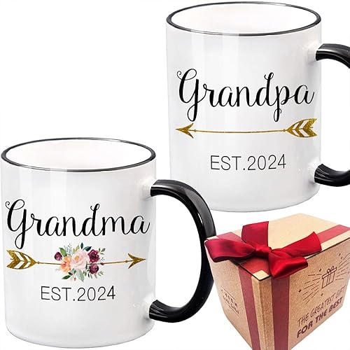 Miniatura 1 de Nuevos regalos para abuelos de 11 onzas, juego de tazas de promoción para abuelos del Est 2024, regalo de anuncio de bebé para revelación de
