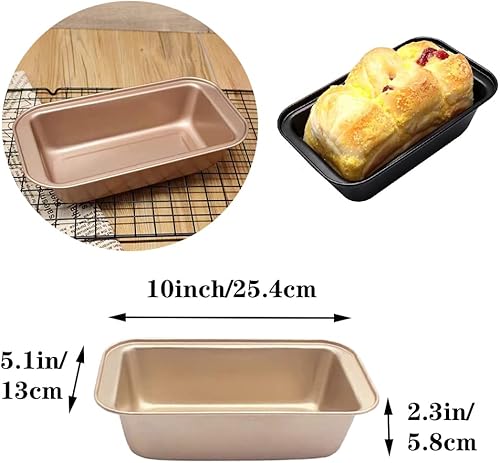 Miniatura 3 de EGEN Molde para pan para hornear, molde antiadherente de acero al carbono para hornear, molde para tostadas, pan y pan (10 x 5.1 pulgadas, dorado, 4