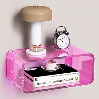 Acrylic Floating Nightstand, Bedside Table, Nightstand Shelf Wall Mounte...