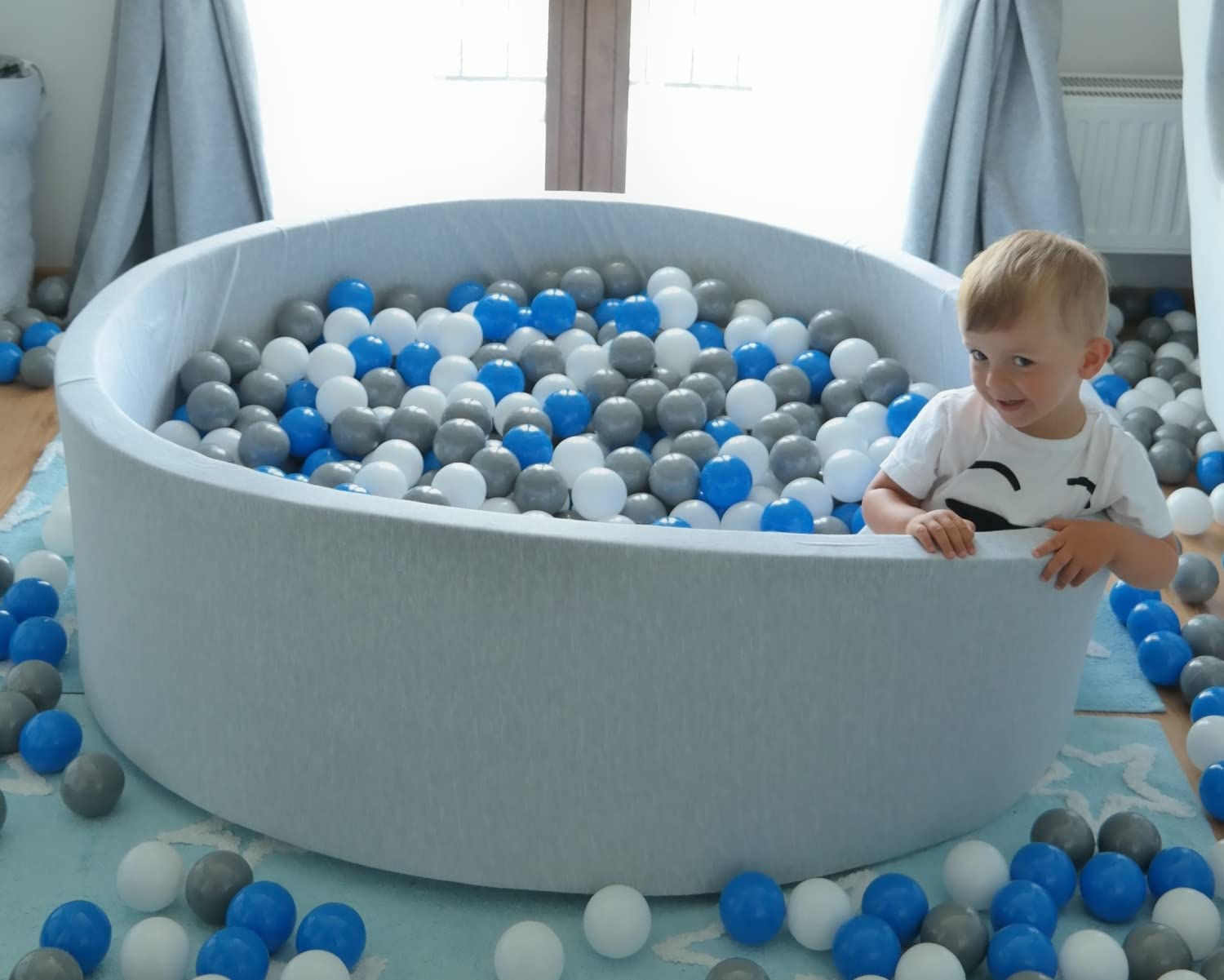 Velinda Piscina Gioco, Piscina secca Bambino Palle Palline 600, O 125 cm (Colori delle Palline: Bianco, Rosa, Grigio)