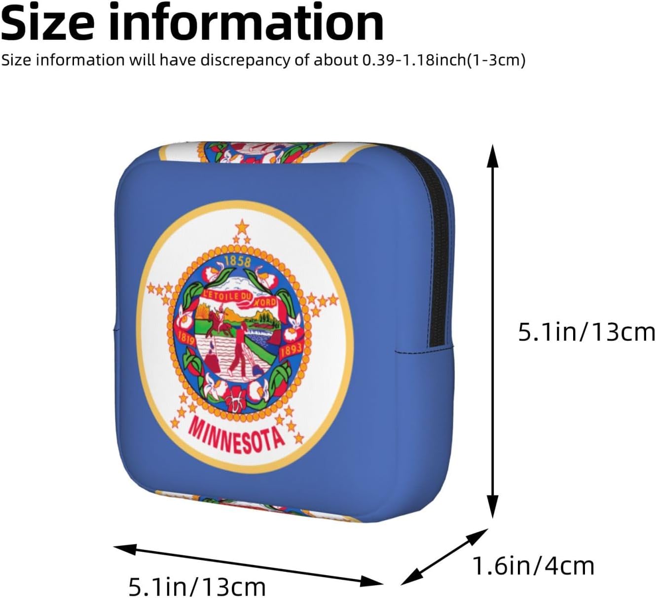 Minnesota State Flag Print Women Period Bag Sanitary Pouch Portable Pad Pouch Tampon Holder Small Zipper Pouch Storage Bag