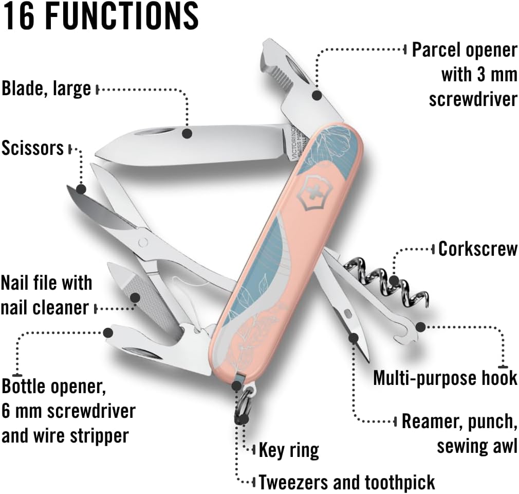 Victorinox Live to Explore Companion Swiss Army Knife, 16 Function Swiss Made Pocket Knife, Paris Style