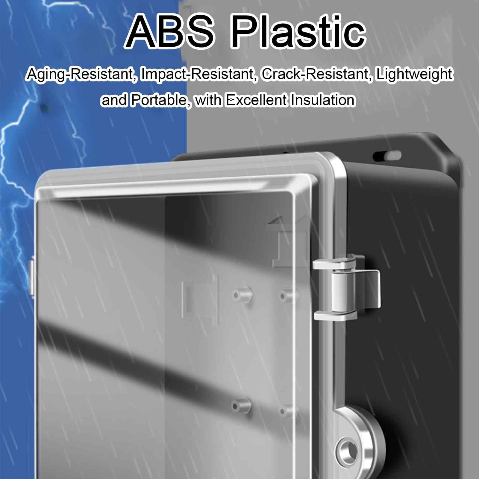 Caja Estanca Exterior Electrica Impermeable IP67, Caja Registro Electrico Carcasa de Plástico ABS, con Cubierta Transparente de Policarbonato y Salida de Cables(Black,19x25x10cm/7.5x10x4in)