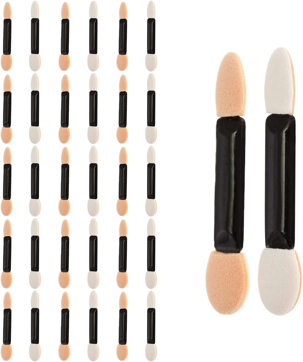 30pcs Dual Sided Oval Sponge Eyeshadow Applicator Brush, Disposable Eye Makeup Applicators for Eyeliner