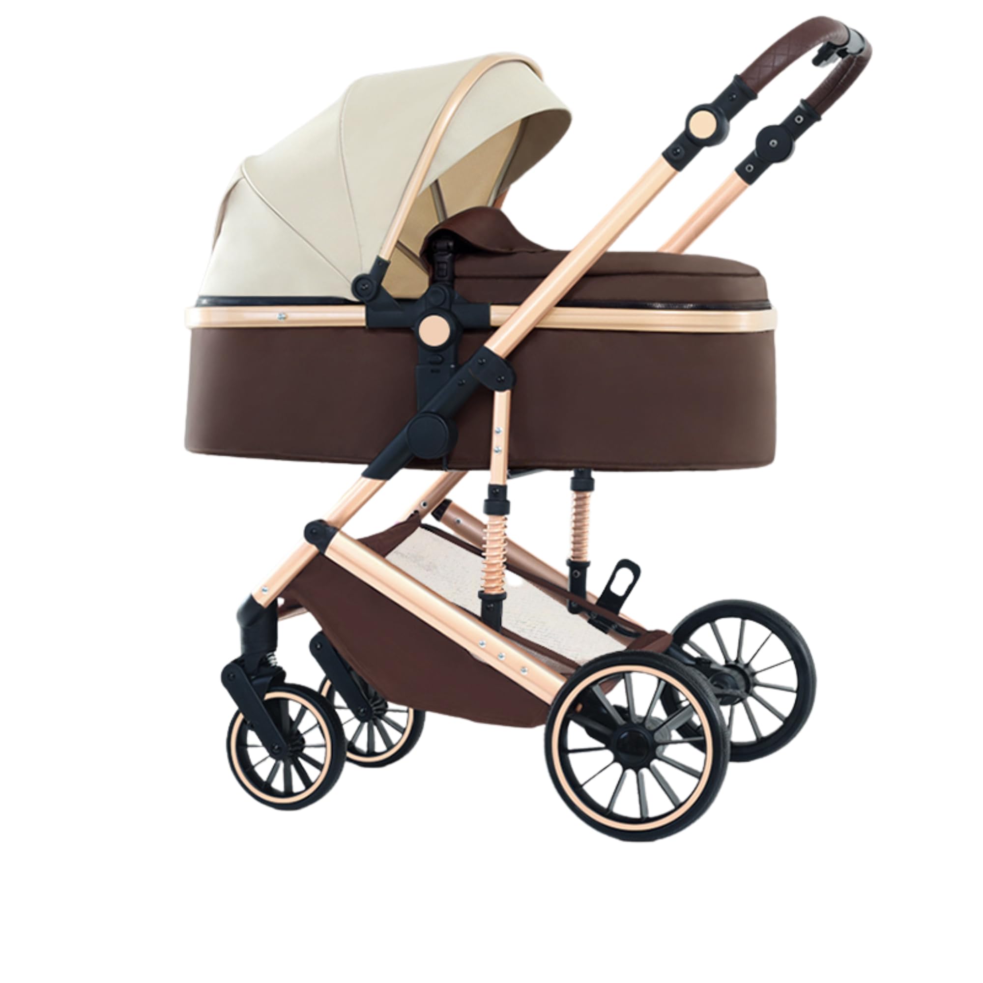 YAZOCO Poussette 3 en 1, Poussette Bebe Peut être poursuivi dans les deux sens, Pousette avec Conception Pliable Un Clic (kaki)