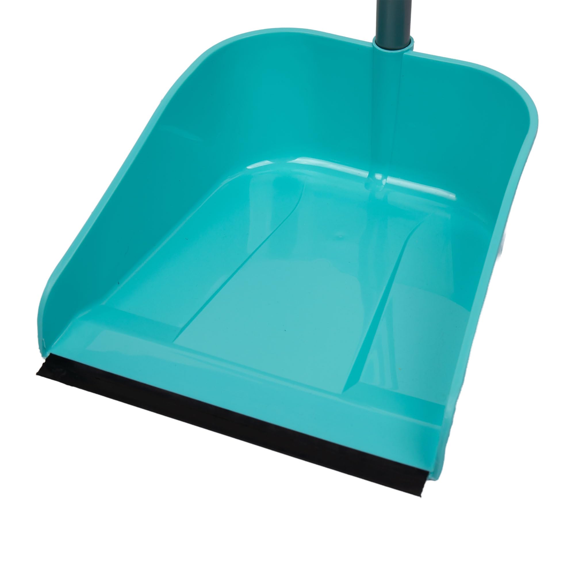 Cofan Recogedor Fijo con Borde de Goma y Mango Metálico | Color: Verde Agua | Ideal para la Limpieza del Hogar