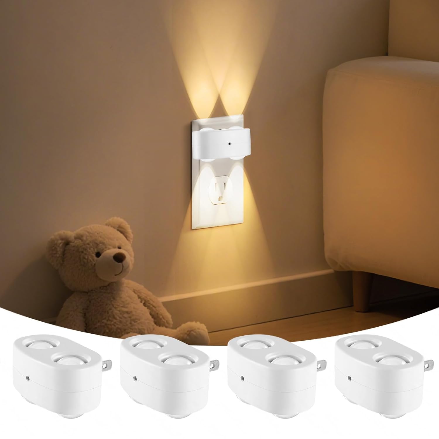 BMXKPO Night Light Plug into Wall 4 Pack LED Night Lights Rotatable Plug Night Lights Dusk to Dawn