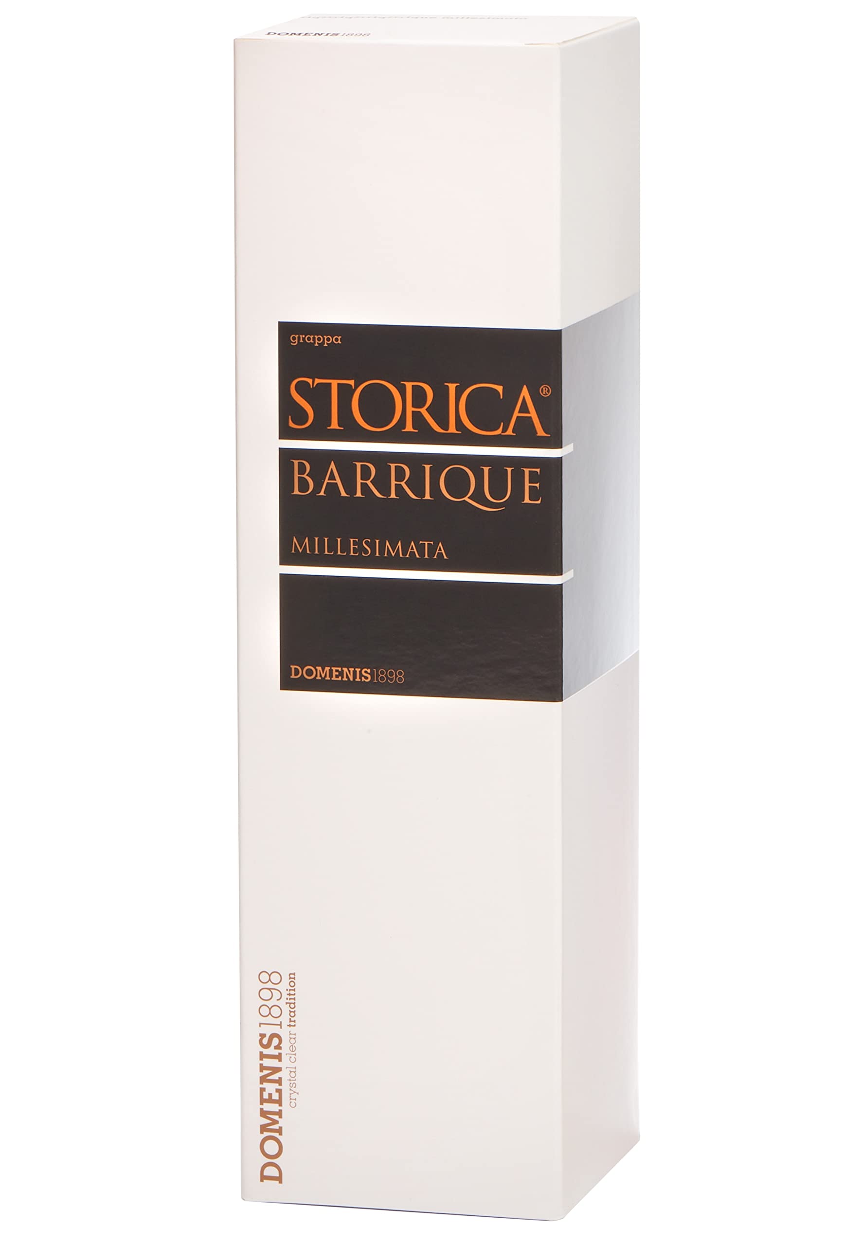 DOMENIS1898 STORICA RISERVA BARRIQUE MILLESIMATA grappa barricata 50% vol. bottiglia in vetro da 50 cl con astuccio