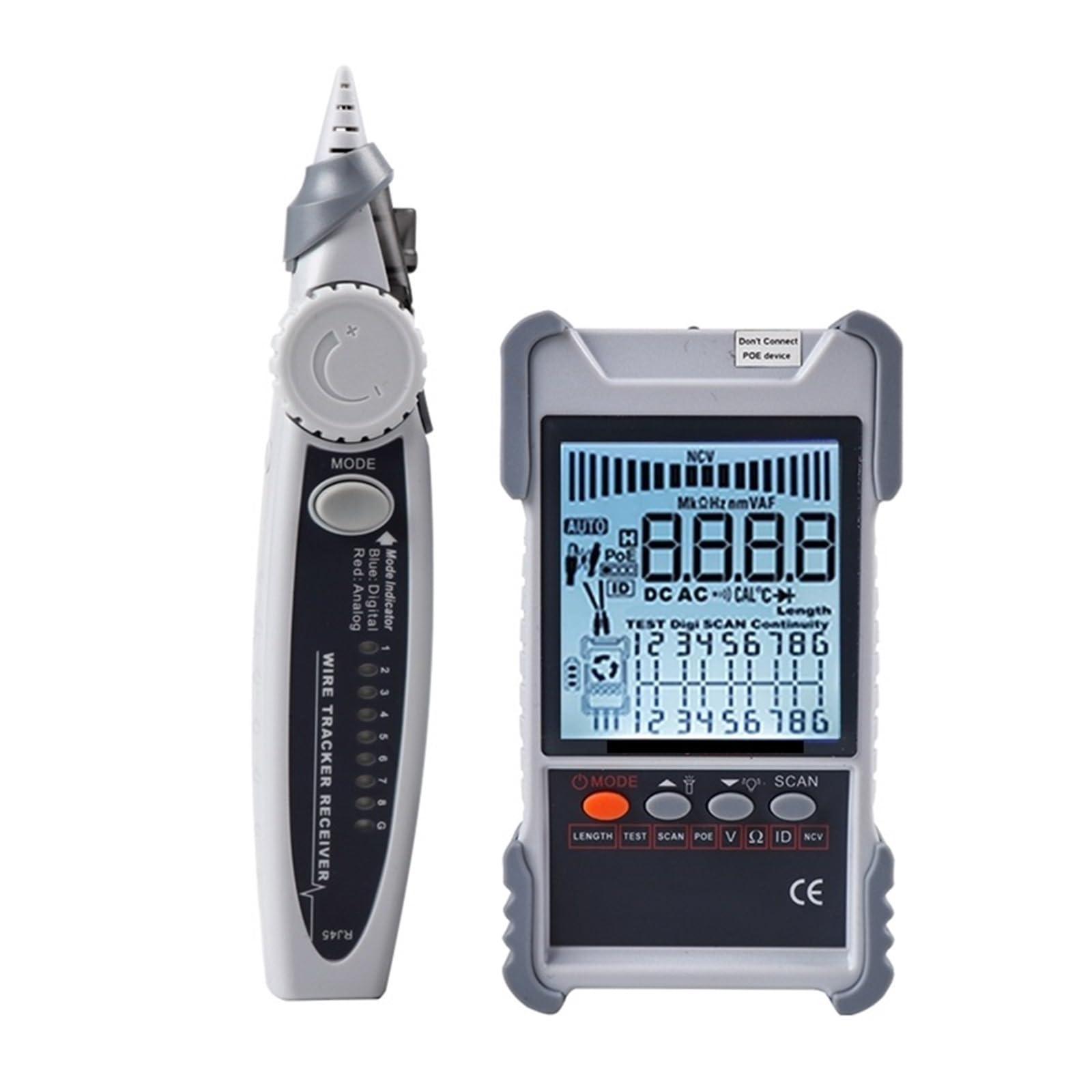 Localizzatore di Cavi, Tester for cavi di rete Display LCD Analogici Ricerca digitale Test POE Tracciamento