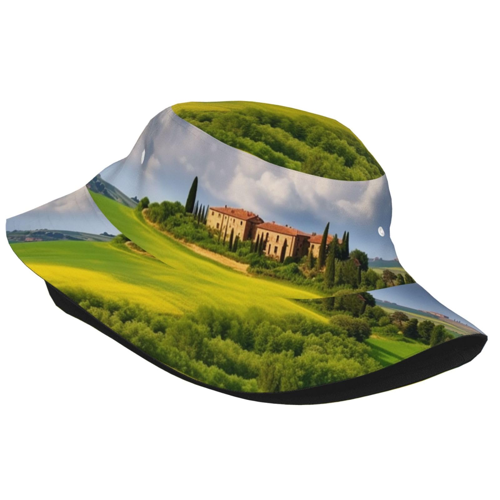 Unisex Cute Bucket Hat Tuscany Spring Summer Travel Fisherman Cap Beach Travel Sun Hat Outdoor Cap Black