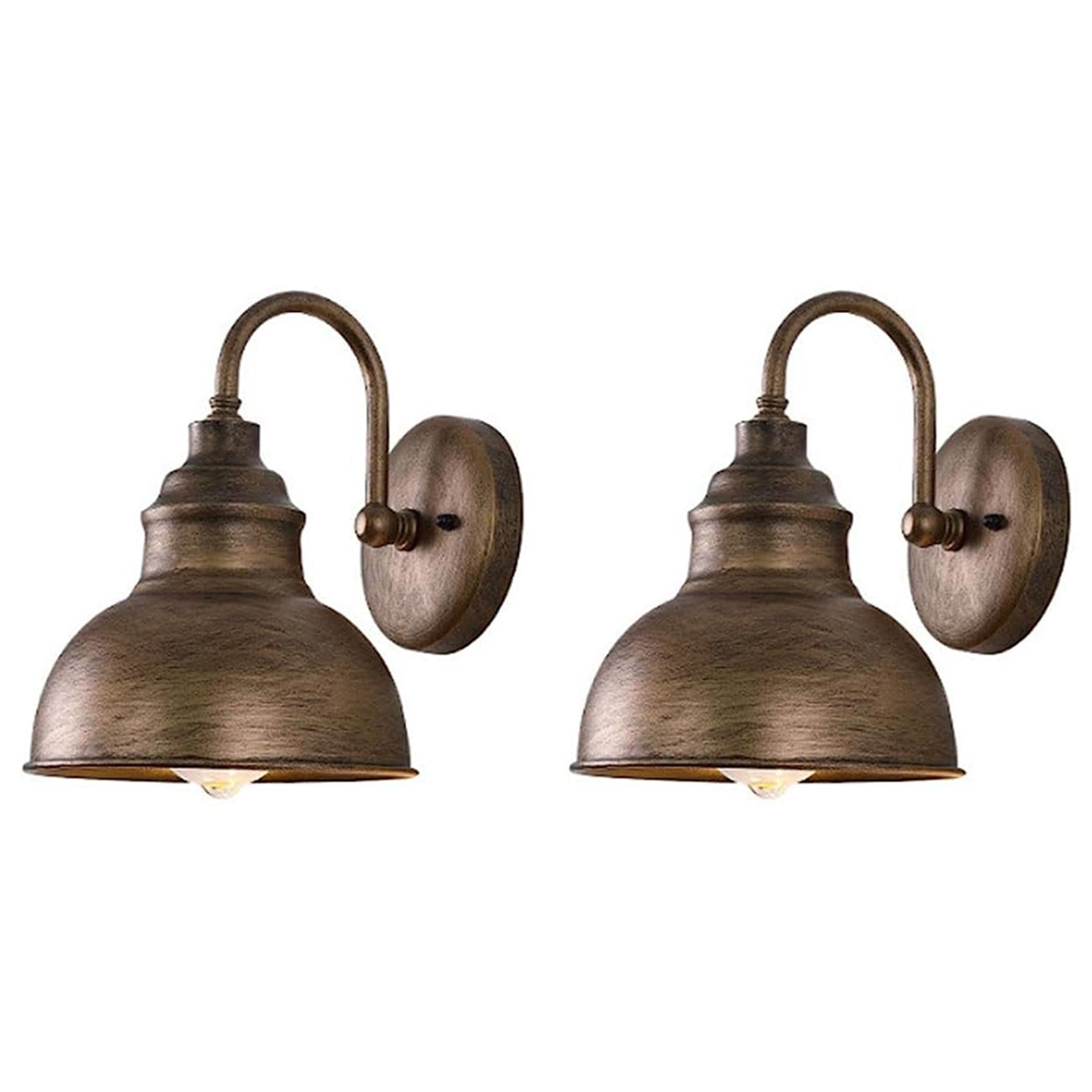 Hndhbfgrt 2X Vintage Wall Sconce Gooseneck Barn Flat Light Industrial Vintage Farmhouse Wall Sconce Outdoor Waterproof (Bronze)
