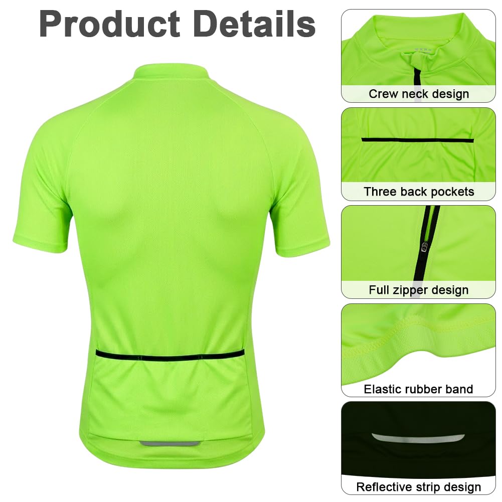 DiULi Radtrikot Herren, Fahrrad Trikots Reißverschluss Fahrrad-Kurzarmtrikot mit 3 Taschen, MTB Top Kurzarm für Radsport Outdoor Sport