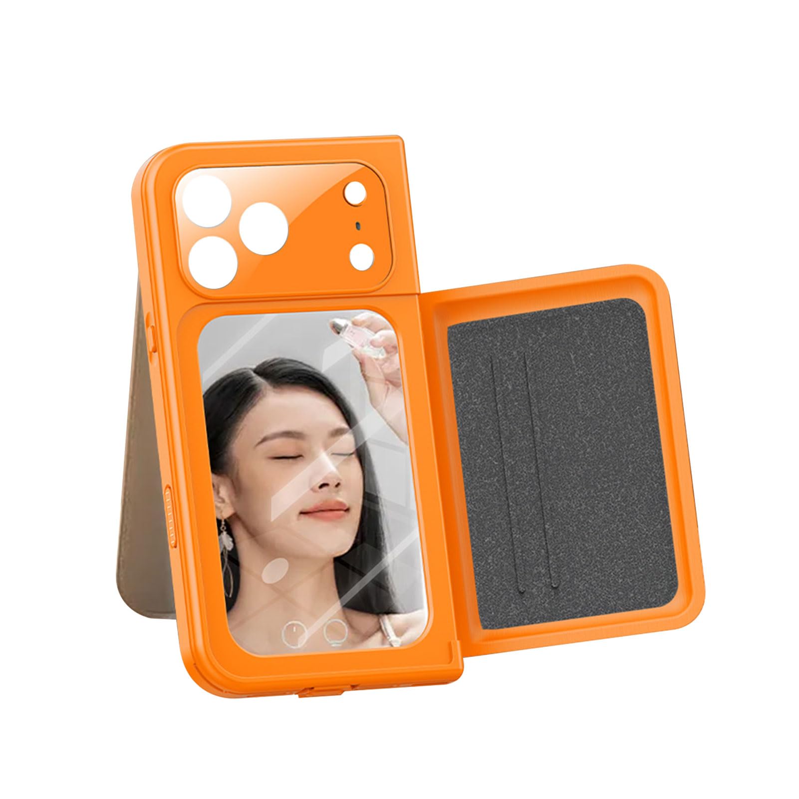 Wodoodporność IP68, Pełna Ochrona 360°, Lusterko do Makijażu, Etui na Telefon z Miejscem na kartę do 'a X (Pomarańczowy)
