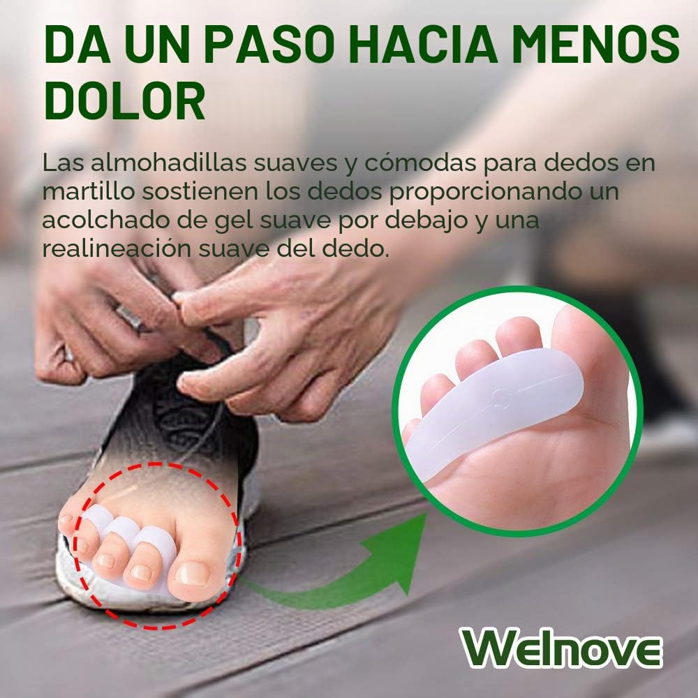 Welnove protectores de Gel de martillo, martillo dedos cojín, Solapamiento de Dedos de los pies, dedos de cabello, alivio del dolor para rizar Toe (2Pairs/4pcs)