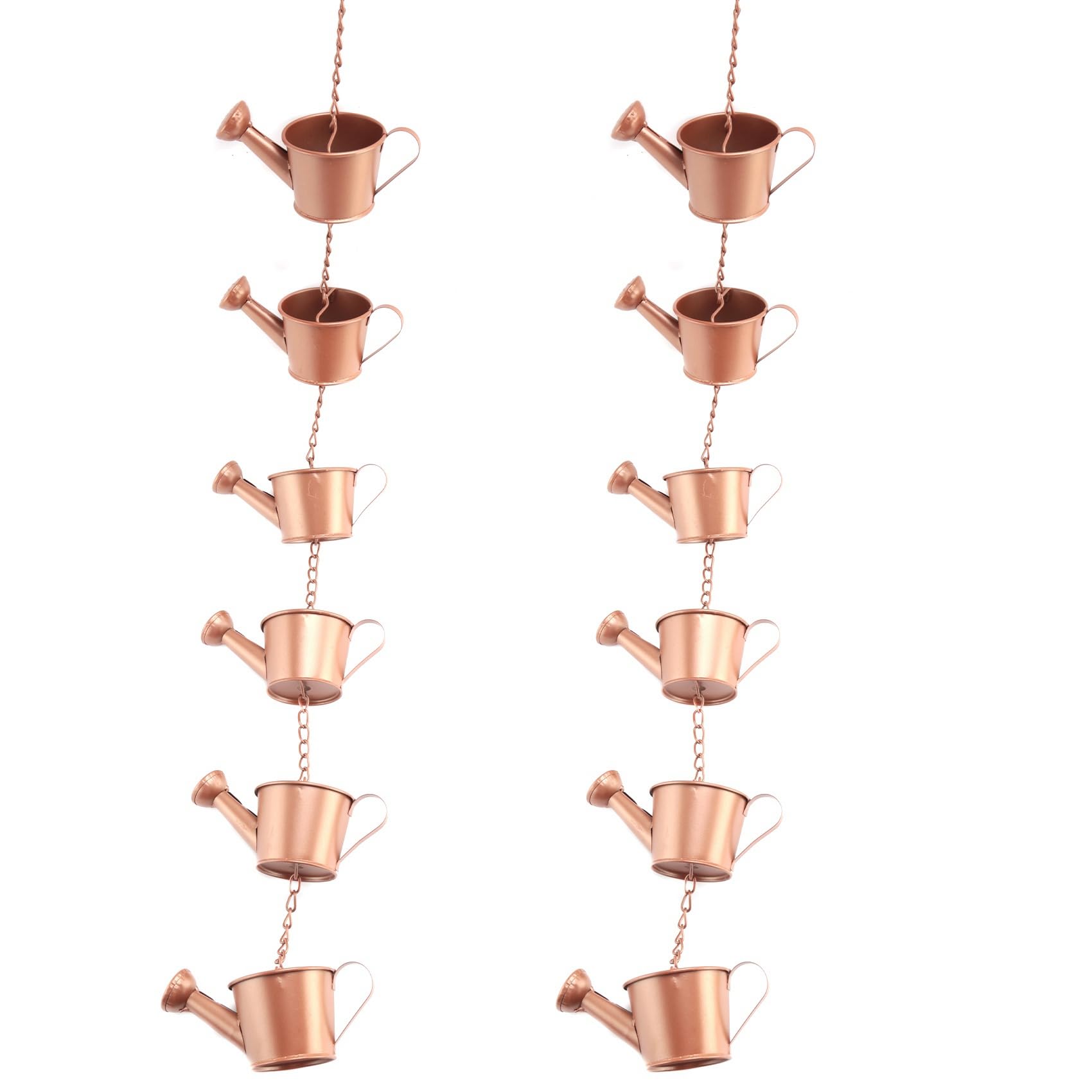 Vjsujehgy 2X Steel Leaf Rain Chain, Garden Gift for Mom, Gutters, Rain Catcher for Downspout with Adapter, Thick Flower Cups A