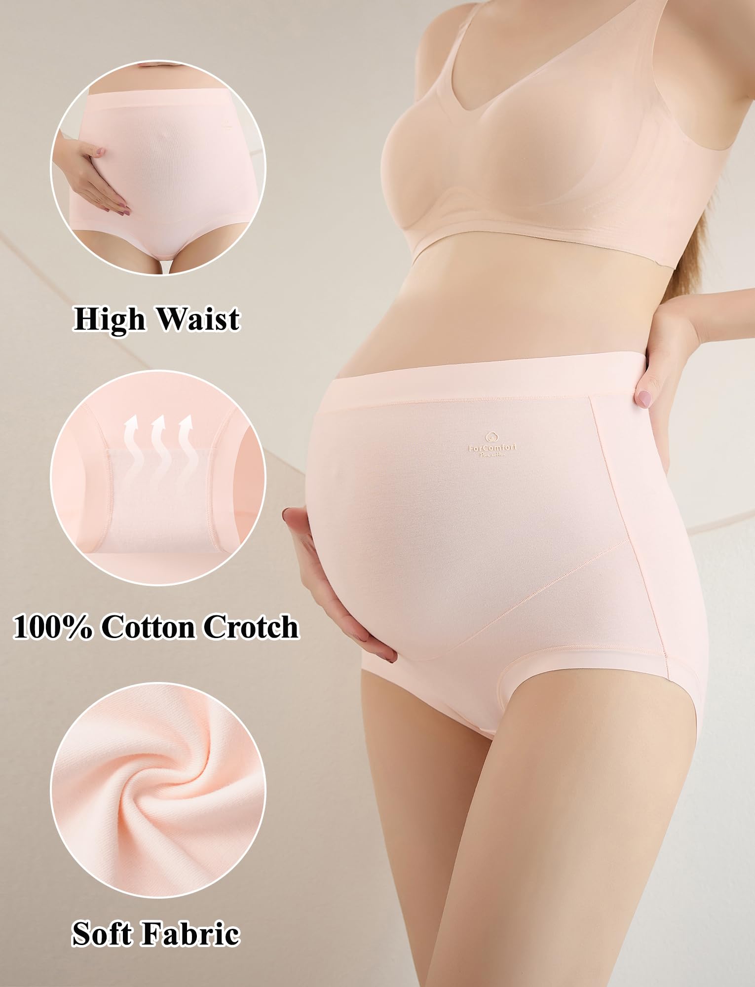 FEOYA Biancheria intima premaman a vita alta da donna, senza cuciture, traspirante, per gravidanza, sopra il pancione, per post-partum, confezione da 3