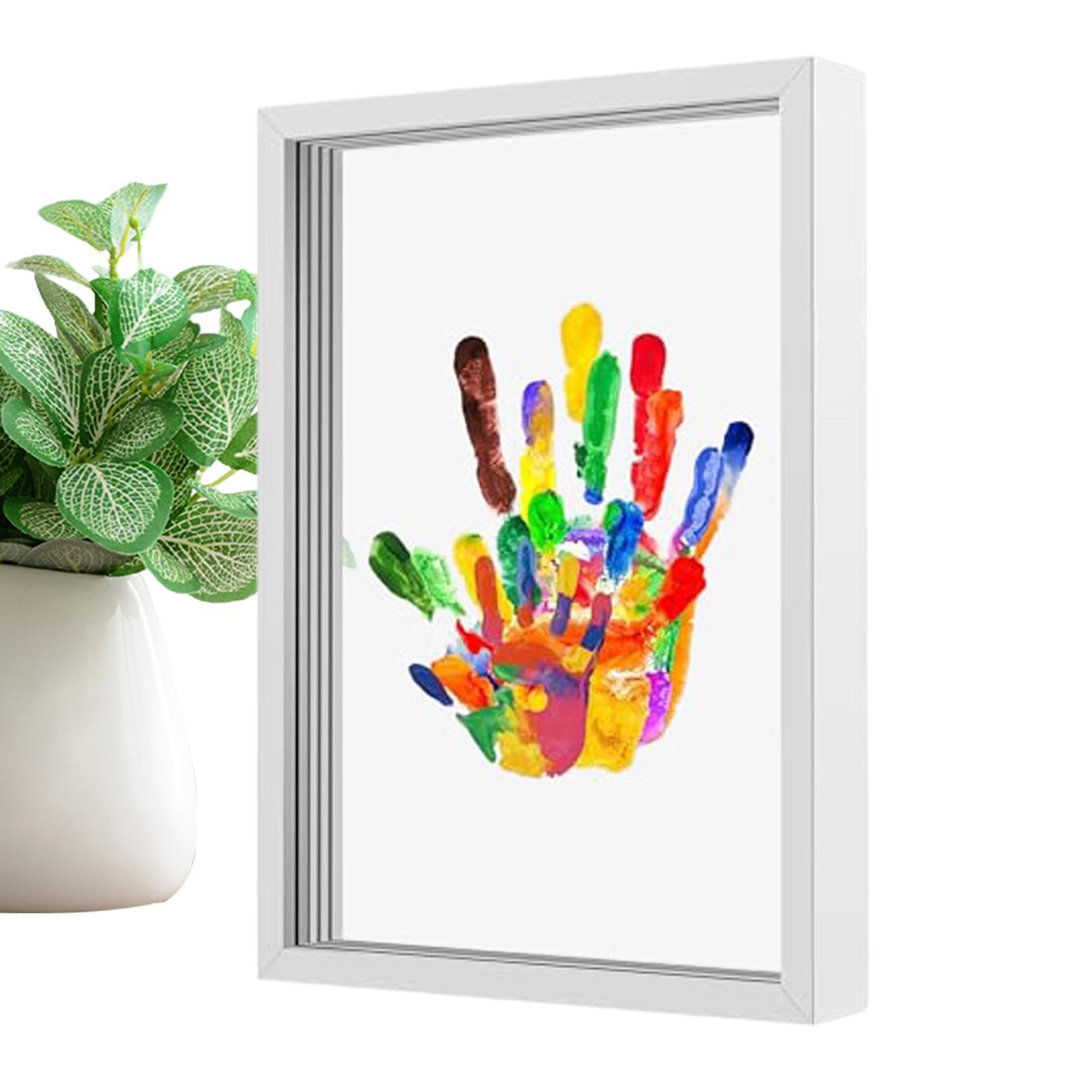 Family Handprint Set, Handprint Family Set, Children's Handprint Frame, Transparent Sheets, Wooden Frame Set, Transparent Craft Set for New Parents for Home Decoration After Birth