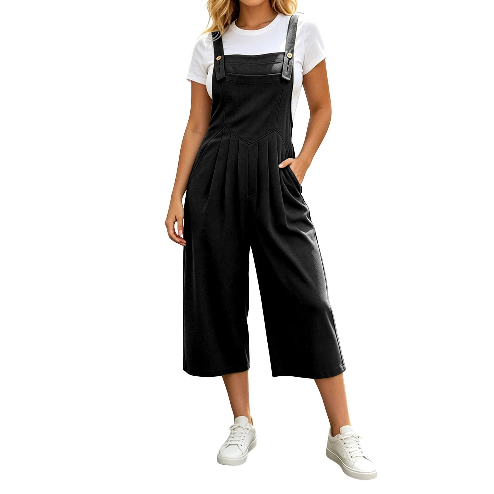 Mono de estilo pierna ancha sin tirantes informal y cómodo 5
