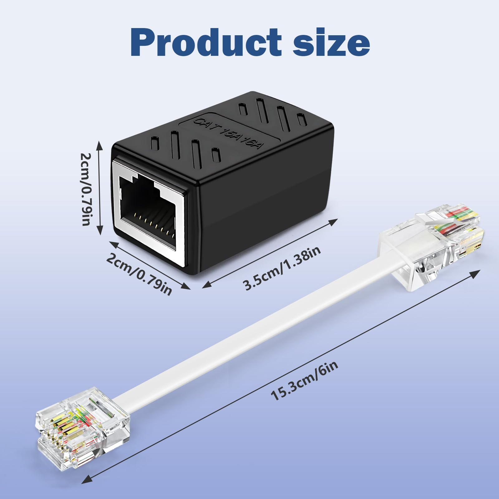 Adattatore da jack per telefono a cavo Ethernet, RJ45 8P8C femmina a RJ11 6P4C maschio, per servizio telefonico fisso (confezione da 2)
