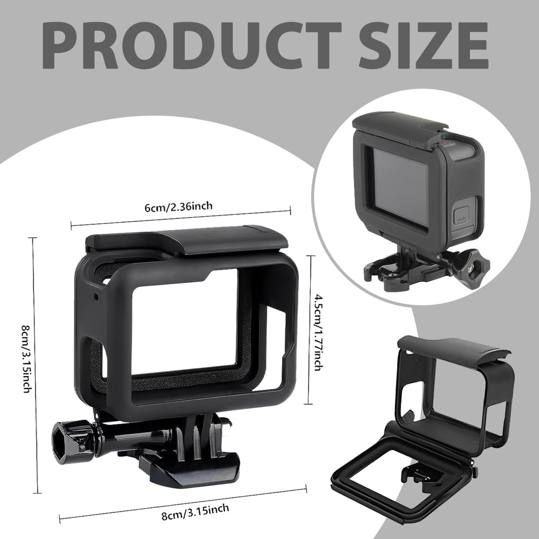 Cadre Boîtier Protection Compatible GoPro Hero7/6/5 Coque Bordure avec Prise Vis Amovible Noir