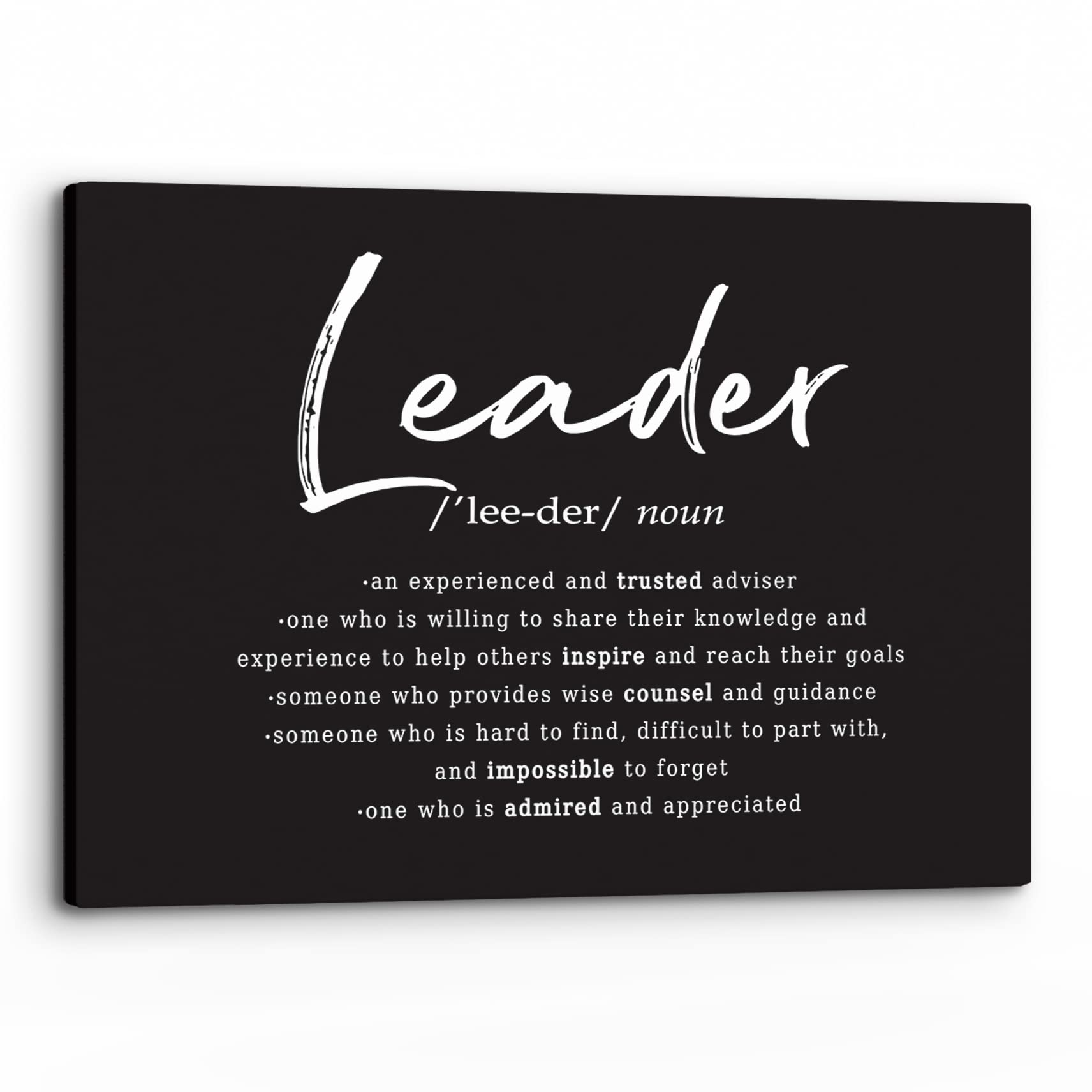 PHAMTE Leader Noun Motivational Wall Art,Inspirational Leadership Entrepreneur Quote Print Framed Canvas Painting Artwork Home Living Room Bedroom Office Decor,Best Leader Gifts (14x11Inch)