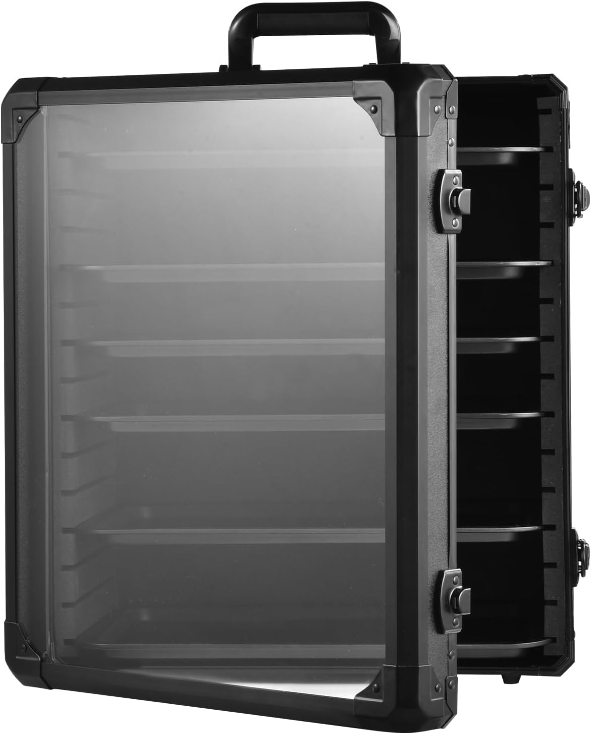 Aluminum Miniature Storage Case for Collectibles & Figurines, 5 Tray Transport Case with 2 Locks, Ideal Gift for Men, Organize & Display Valuables Easily
