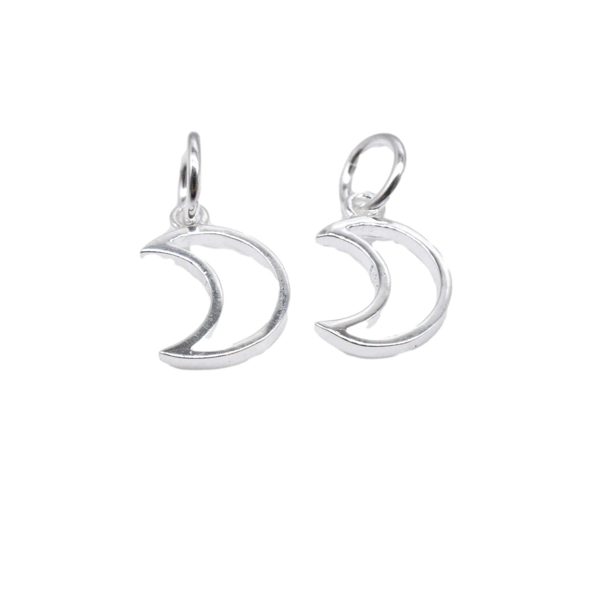 2 Sterling Silver Small Crescent Moon Charms 925 Silver Moon Pendant for Bracelet Necklace