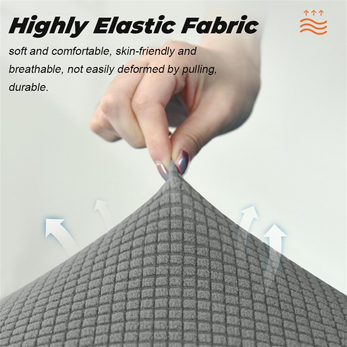 Housse Ottomane Carrée Highdi - Velours Extensible - Fond Élastique Anti-Glisse - Protection Meubles - Blanc 45x45x45cm