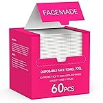 FACEMADE 60 Count XXL Disposable Face Towels 12  12, 100% USDA Biobased Face Towelettes Disposable, Clean Facial Towels for Makeup and Clean Skin, Super Soft and Thick Dry Wipes Club